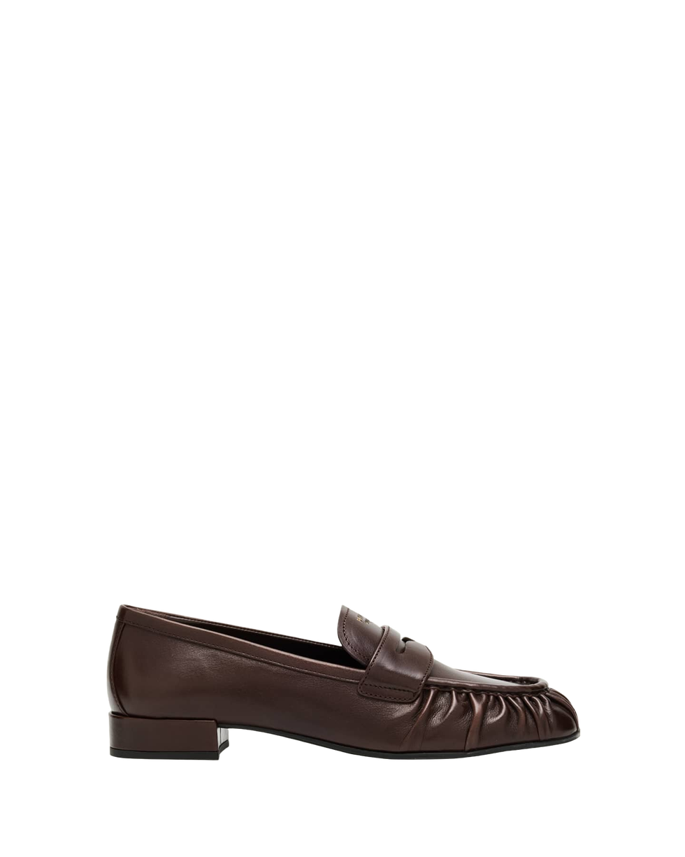Ruched Leather Loafers