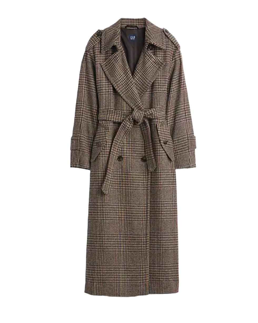 Wool-Blend Herringbone Trench Coat