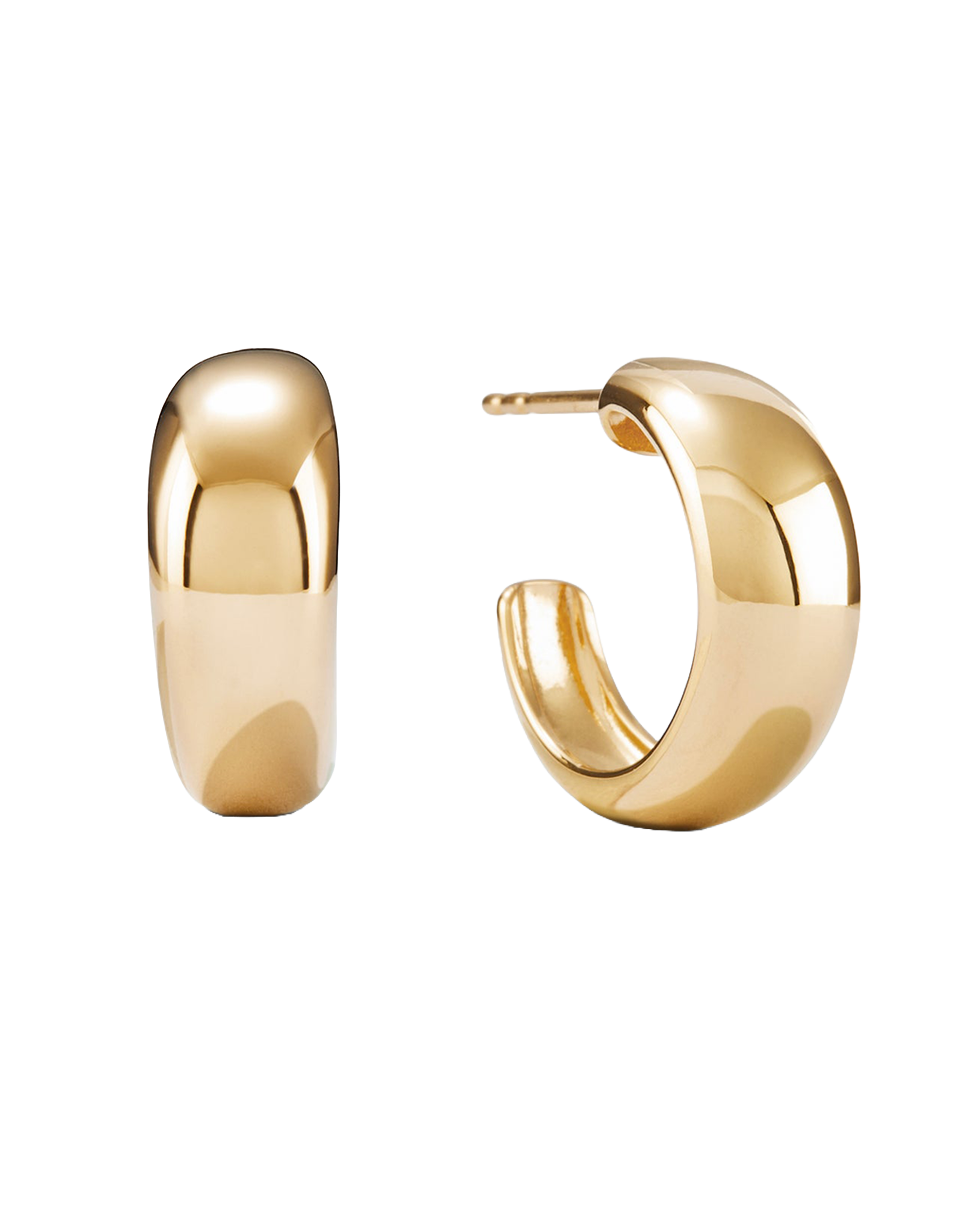 Gold Vermeil Dome Hoop Earrings 