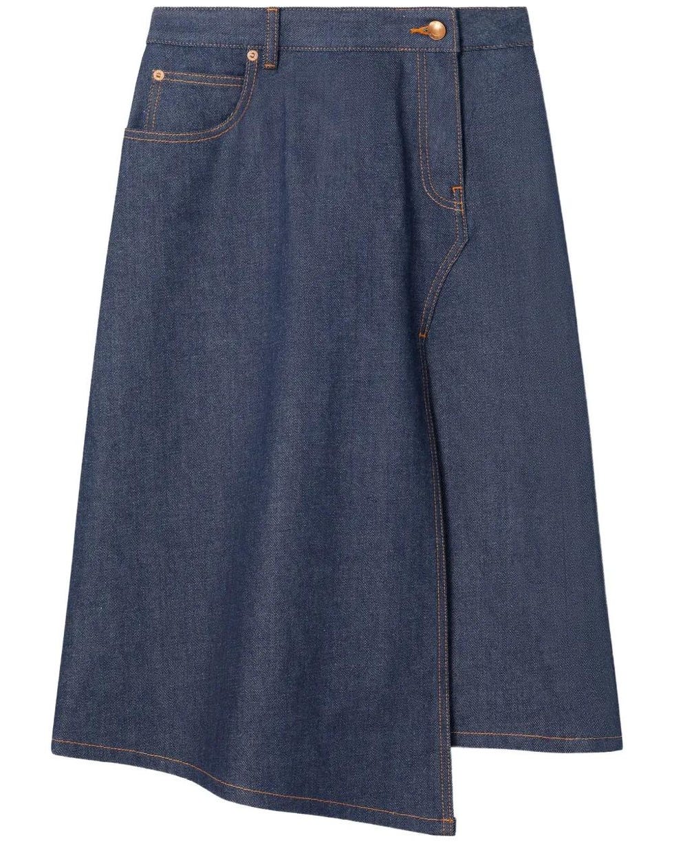 Asymmetric Denim Skirt