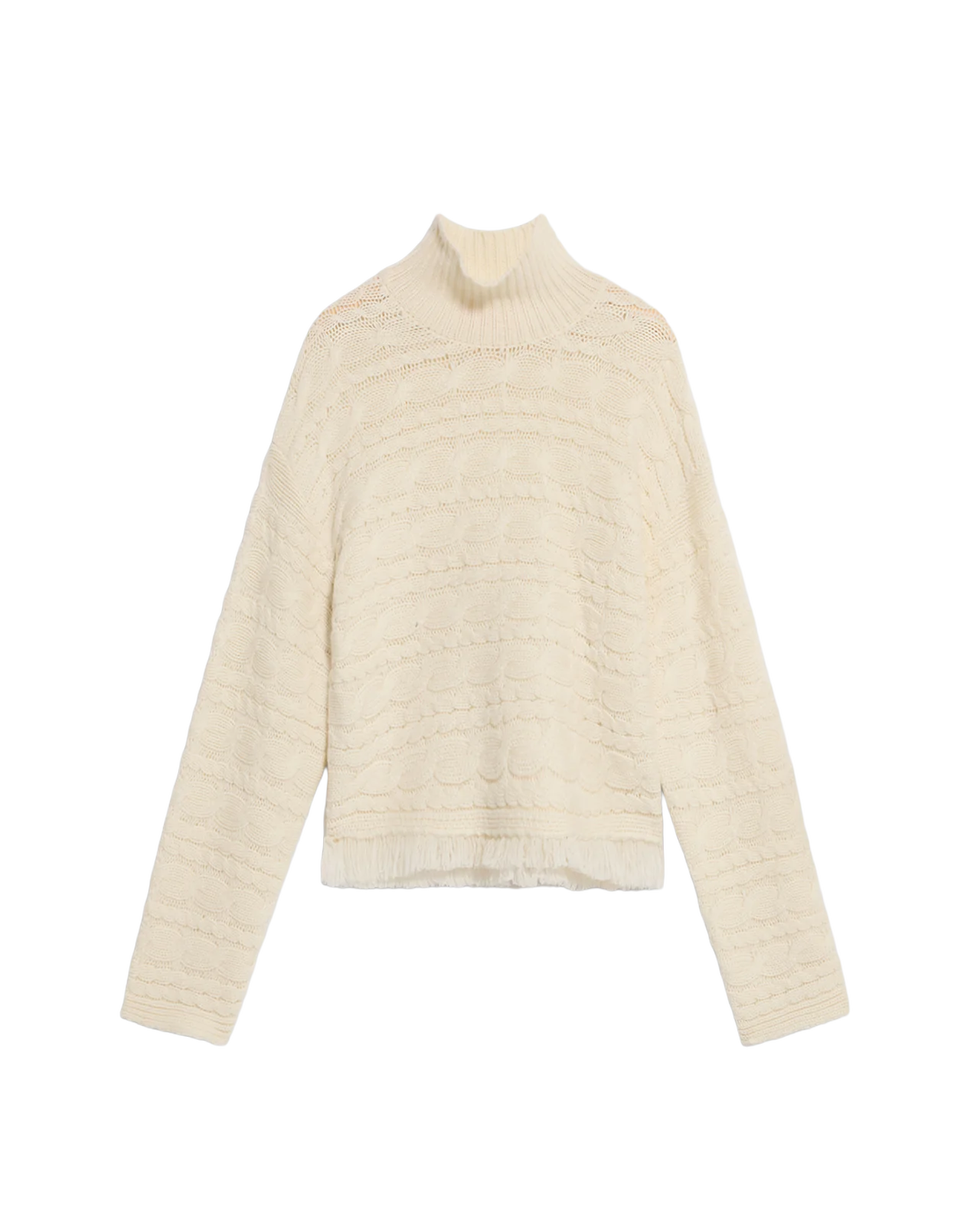 Cropped Cable Turtleneck 