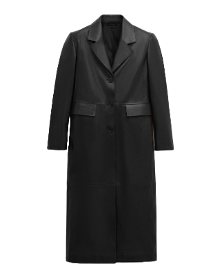 Straight Coat with Leather Pockets 