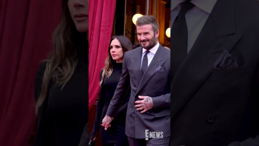 Victoria Beckham and David Beckham arrive to Paris Fashion Week with Romeo, Harper, and Cruz.