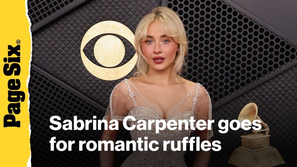 Sabrina Carpenter goes for romantic ruffles on Grammys 2026 red carpet