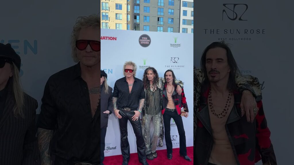 Steven Tyler and pals Matt Sorum, Nuno Bettencourt at Tyler's annual Grammys viewing party #shorts