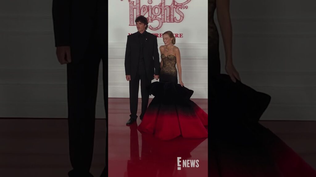 Jacob Elordi and Margot Robbie look elegant at the "Wuthering Heights" world premiere.