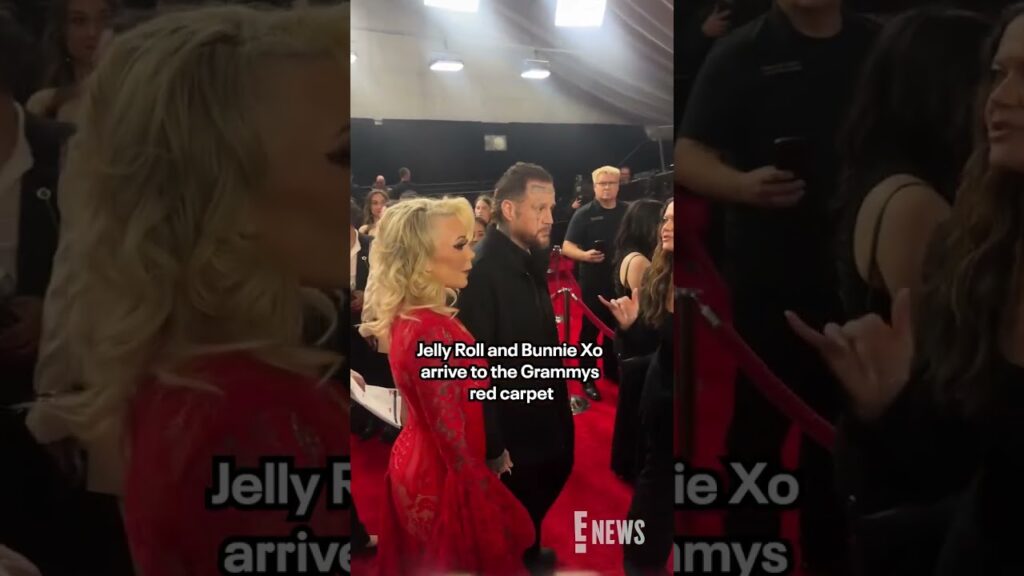 Jelly Roll and Bunnie Xo arrive hand in hand to the Grammy awards.  #Grammys #AwardsSeason