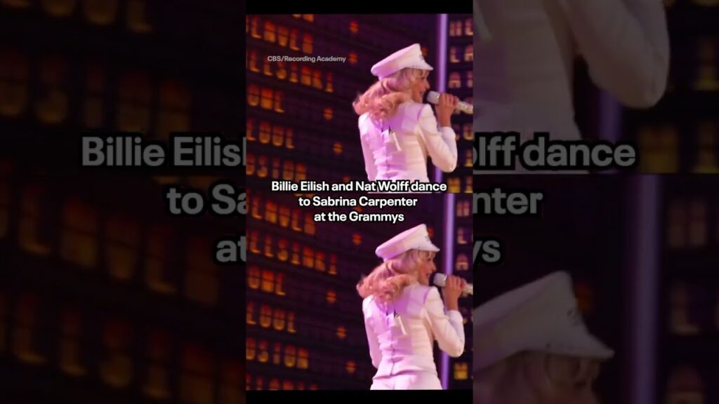 Billie Eilish and Nat Wolff dance to Sabrina Carpenter at the #Grammys. #AwardsSeason
