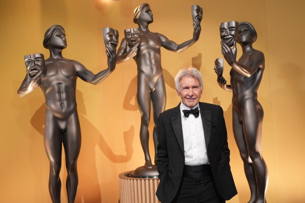 Harrison Ford arrives at the 31st annual Screen Actors Guild Awards on Feb. 23, 2025, at the Shrine Auditorium in Los Angeles. (AP Photo/Chris Pizzello, File)