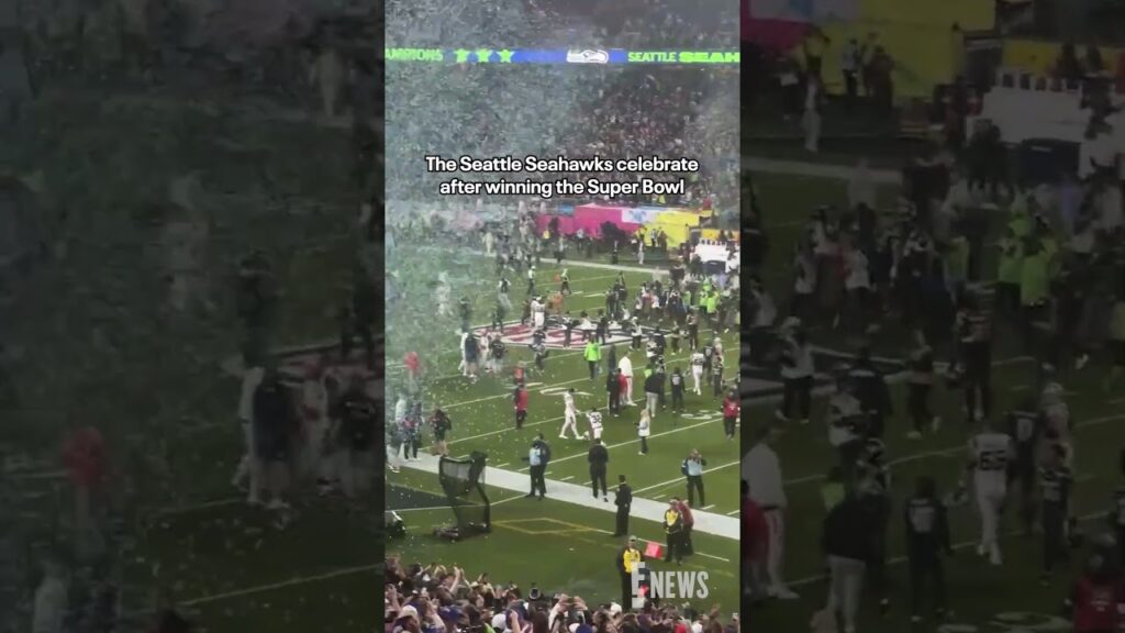 All the Seattle Seahawks do is win. 🎉The team celebrates their Super Bowl victory on the field.