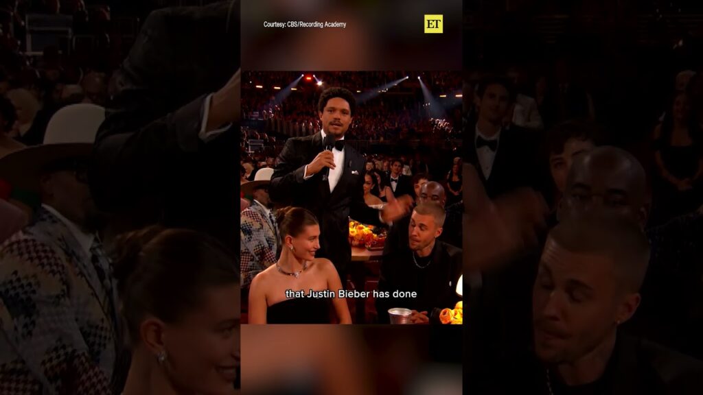Trevor Noah couldn't miss his chance to ask Justin and Hailey Bieber for a few favors. #GRAMMYs. 😂