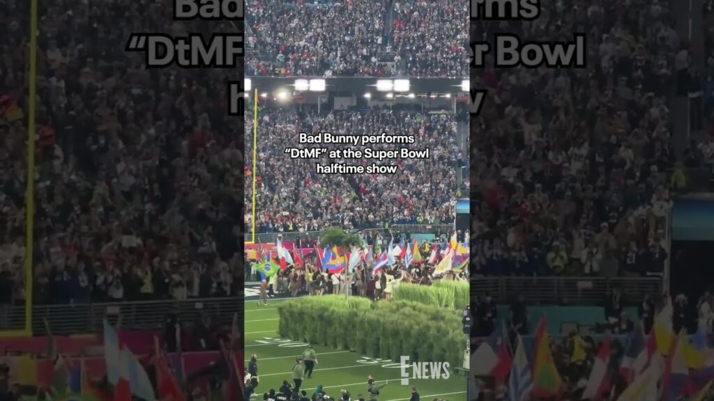 Bad Bunny performs " DtFM" as the finale of his Super Bowl halftime performance.