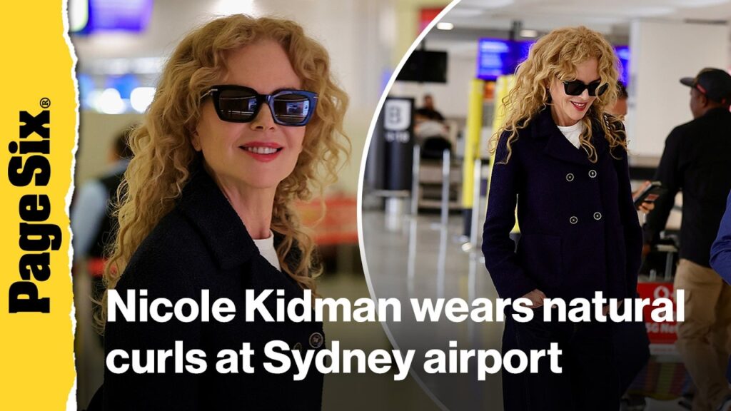 Nicole Kidman pairs natural curls with a tailored Chanel look at the Sydney airport