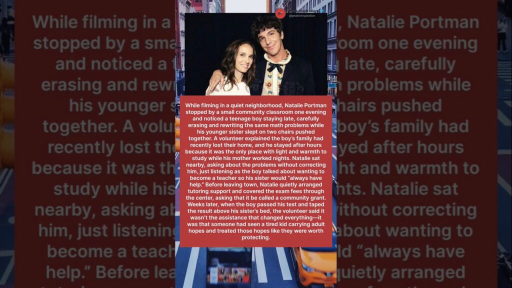 Natalie Portman Saw a Teen Studying Late With His Sister… Then He Stepped In 😢📚