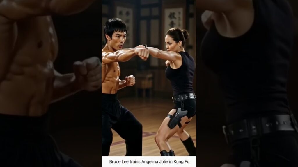Bruce Lee teaching to Angelina Jolie in kungfu #brucelee #kungfu