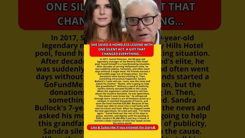 SHE SAVED A HOMELESS LEGEND WITH ONE SILENT ACT. A GIFT THAT CHANGED EVERYTHING... #SandraBullock