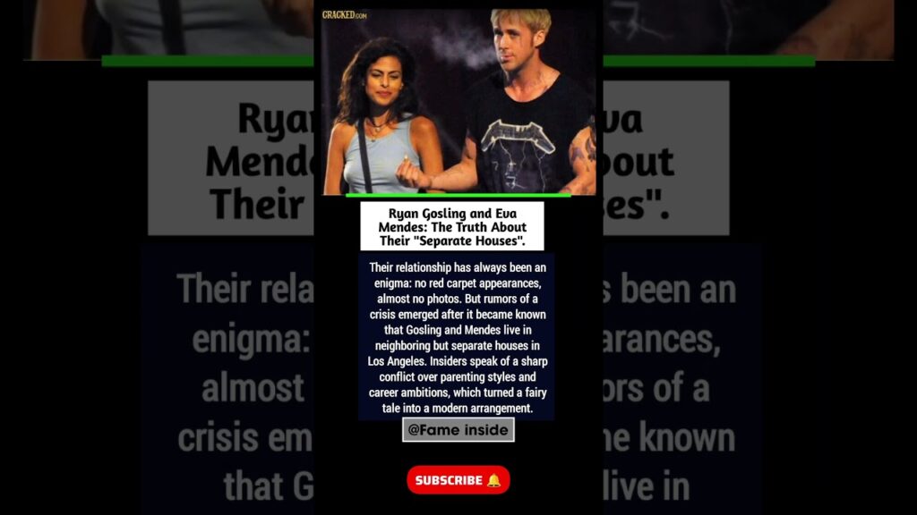 Ryan Gosling & Eva Mendes The Truth Behind the “Separate Houses” Rumor #hollywood #shorts #celebrity