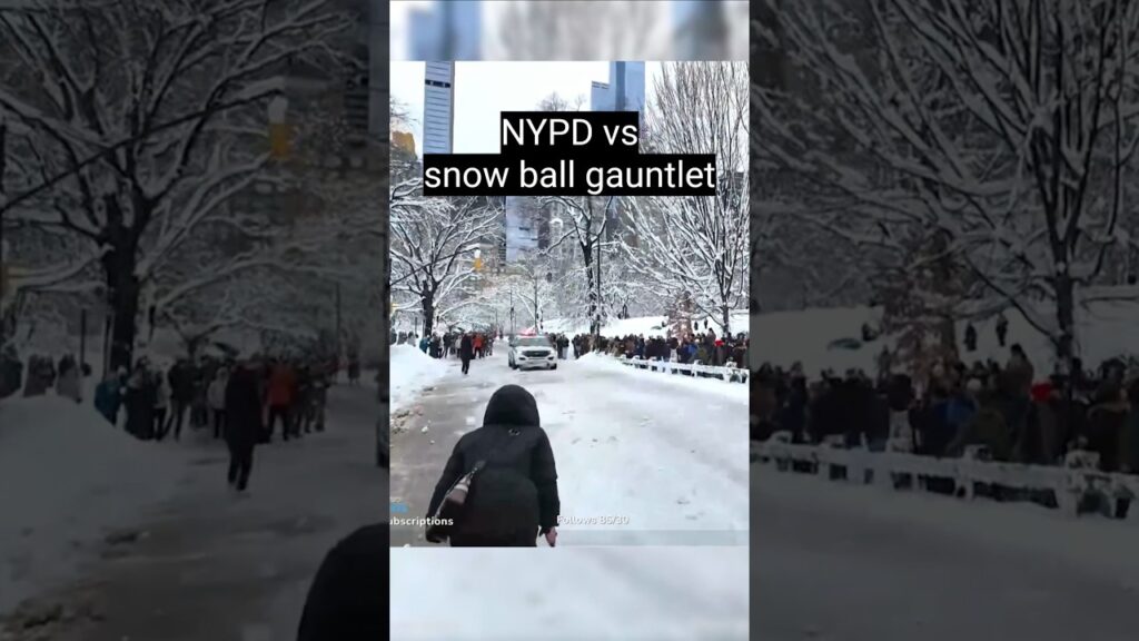 New Yorkers vs NYPD snowball Gauntlet 😆💀 #shorts #nyc #snow #nypd