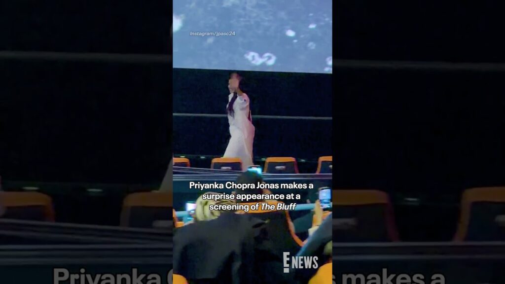 Priyanka Chopra Jonas made a surprise appearance at a screening of "The Bluff." (🎥: @JPASC24)