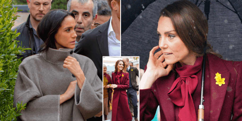 Catherine steps out in Alexander McQueen coat while Meghan Markle sports affordable Zara