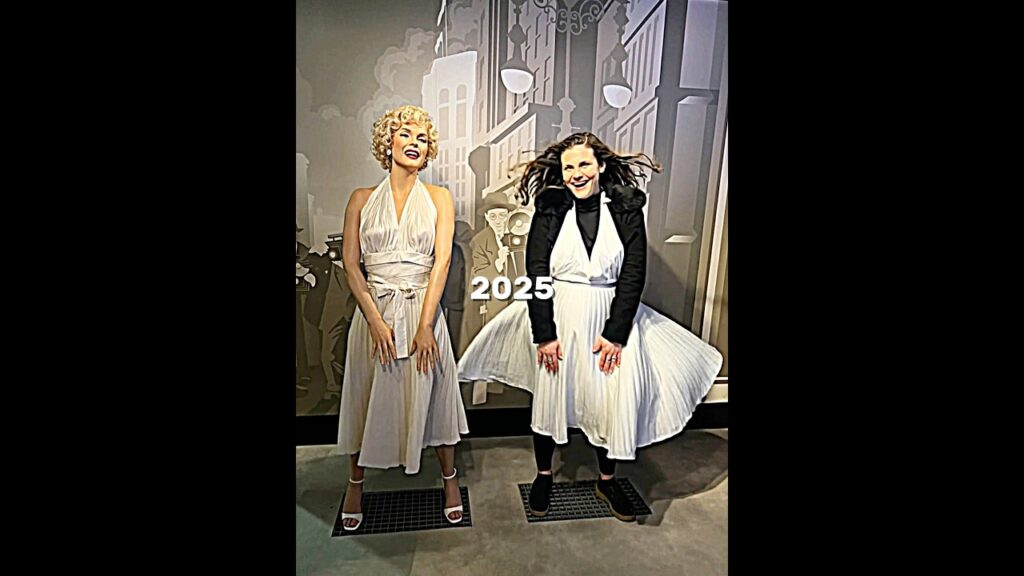 1955 vs 2025 Marilyn Monroe White Dress Time Crossing