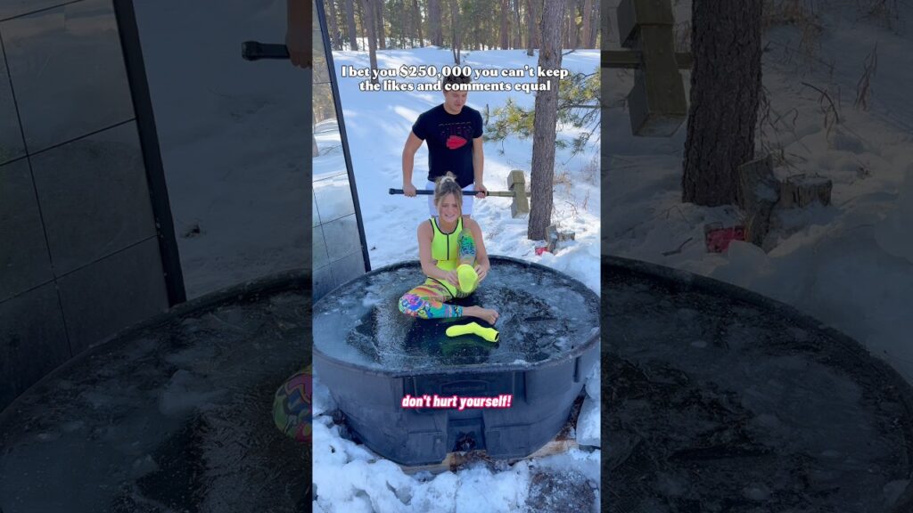 Challenge excepted??!! #couple #icebath #snow #coldplunge #frozen #ice