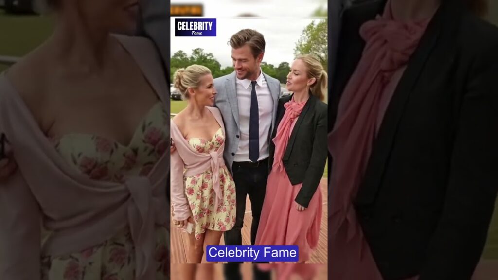 Chris Hemsworth Caught Between Elsa Pataky & Emily Blunt! 😍 #shorts #hollywood #celebrity