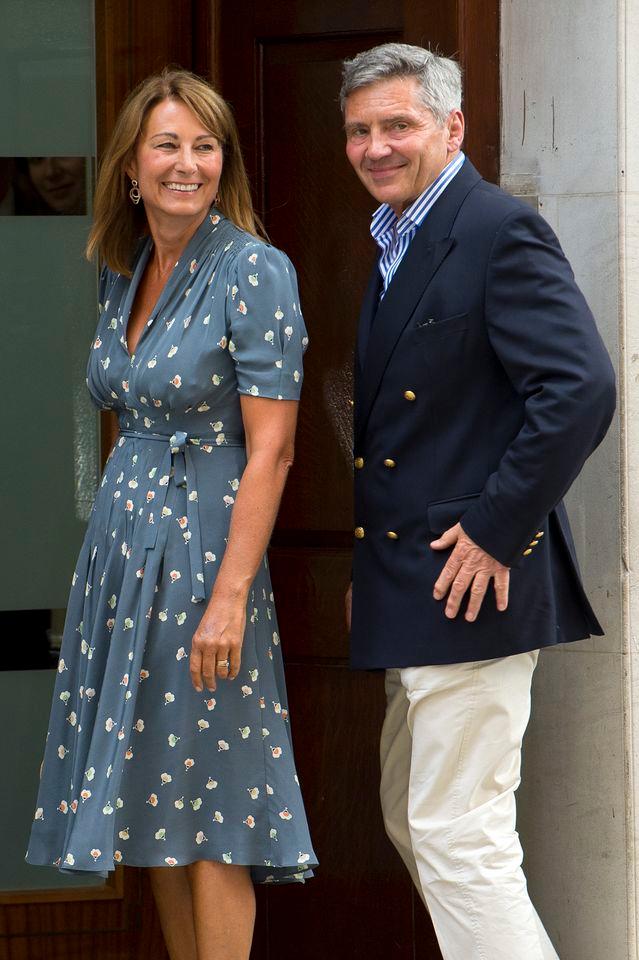 Carole and Michael Middleton arriving at St. Mary's Hospital for the birth of Prince George in 2013. Getty Images