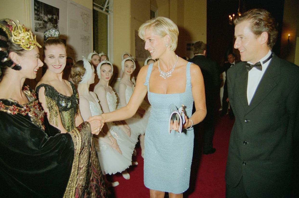 Princess Diana meeting the cast of 'Swan Lake' at the Royal Albert Hall in June 1997. Getty Images