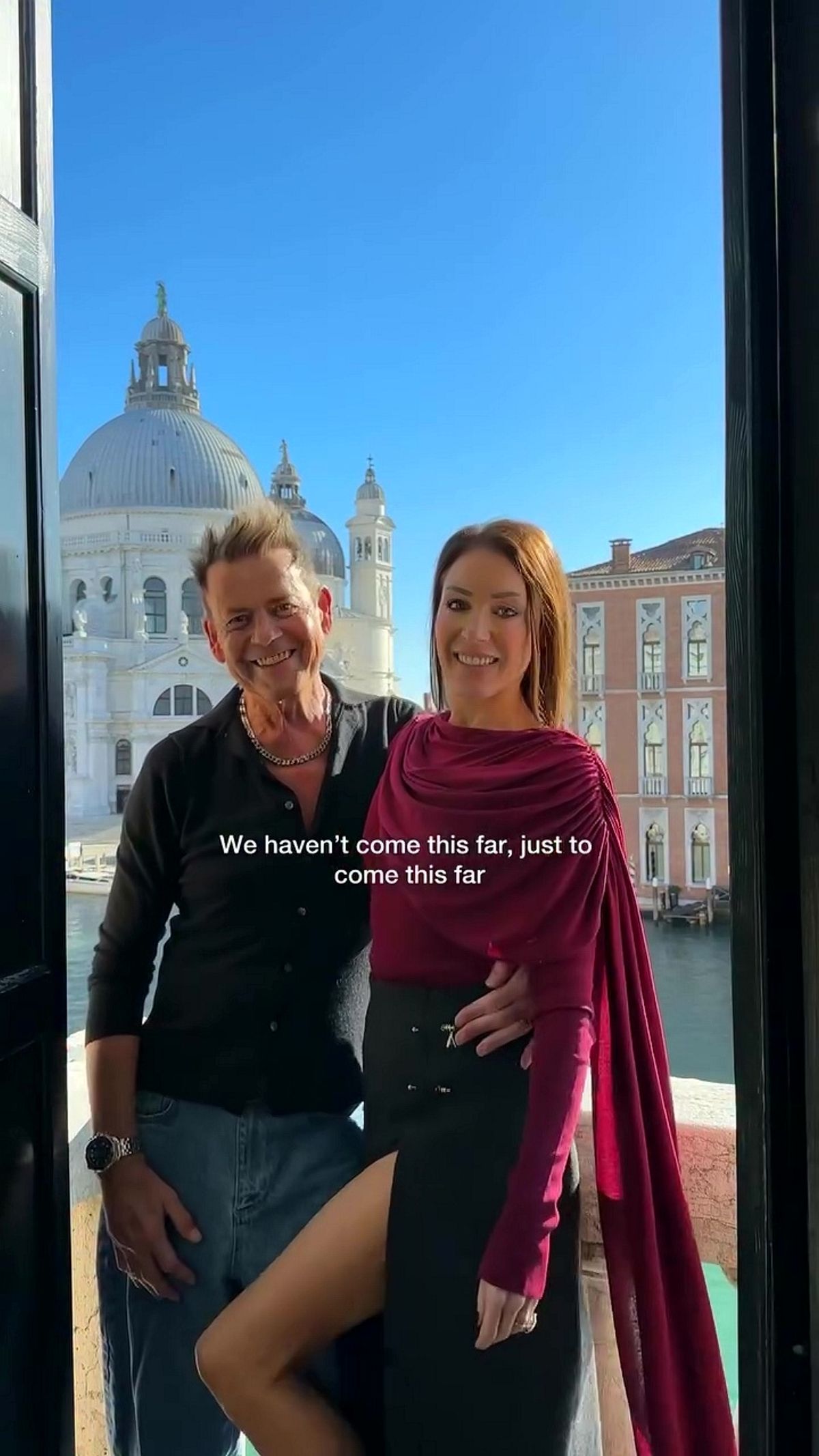 Lorna Luxe and John Andrews posing in Italy