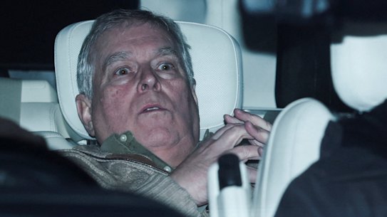 Andrew Mountbatten-Windsor leaves Aylsham police station in Norfolk.