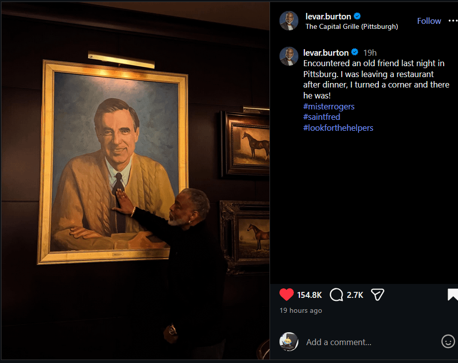 LeVar Burton pays tribute to an old friend Mister Rogers