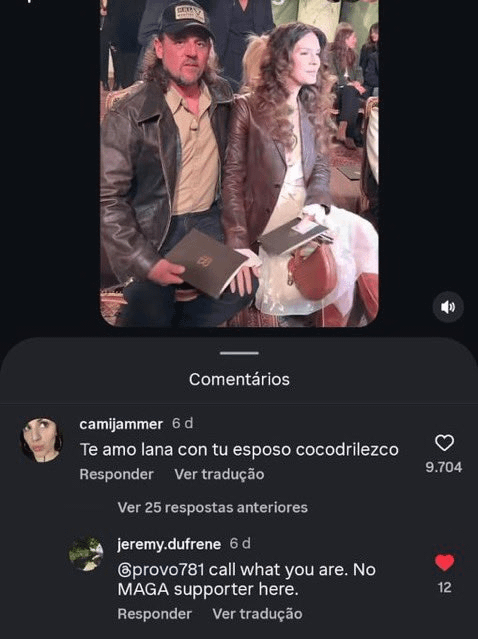 Lana Del Rey's husband Jeremy responds to "fan" who called him a Trump supporter