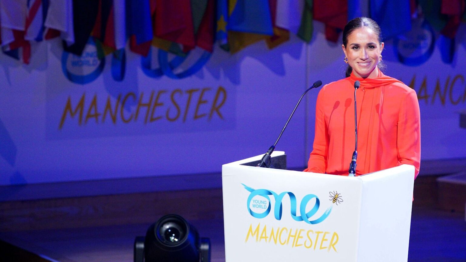 Meghan says she's 'glad to be back in the UK' during speech in Manchester