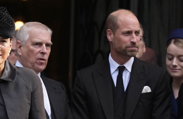 Andrew with the Prince of Wales at the Duchess of Kent's funeral in September