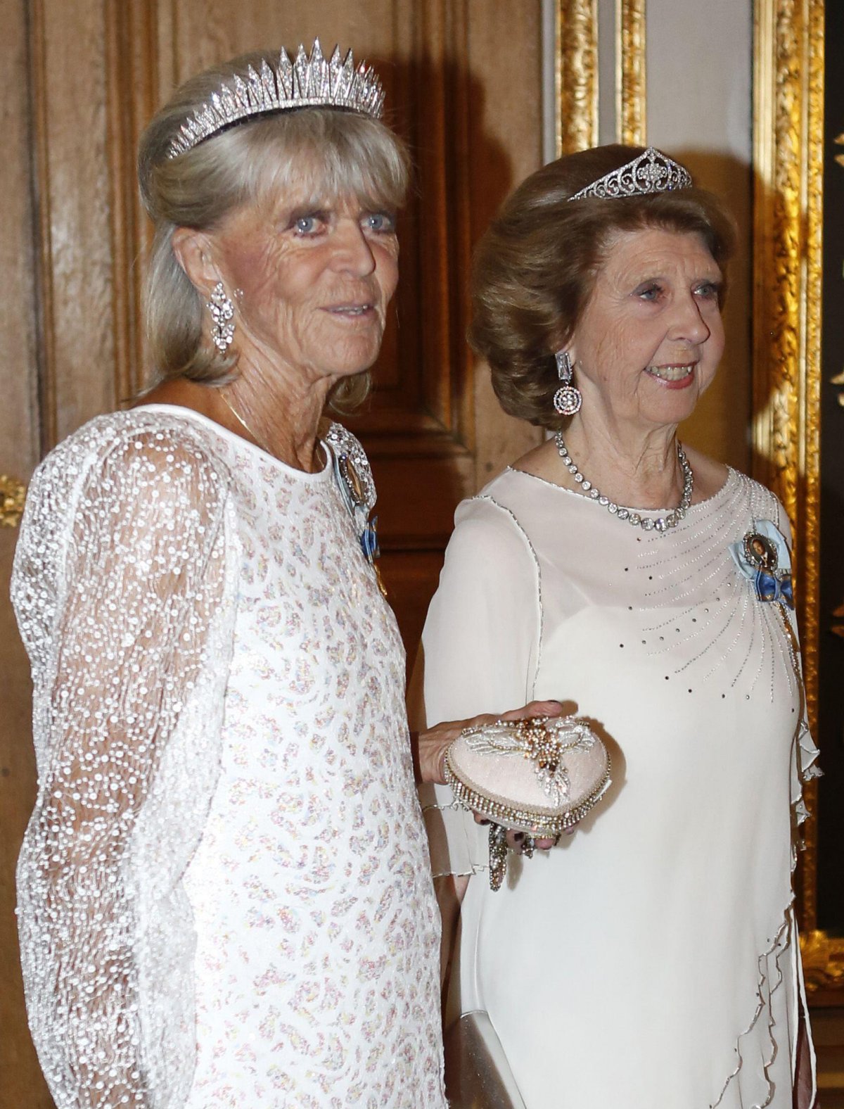 Princess Birgitta and Princess Désirée attend a banquet celebrating the King of Sweden's 70th birthday at the Royal Palace in Stockholm on April 30, 2016 (Christine Olsson/TT News Agency/Alamy)