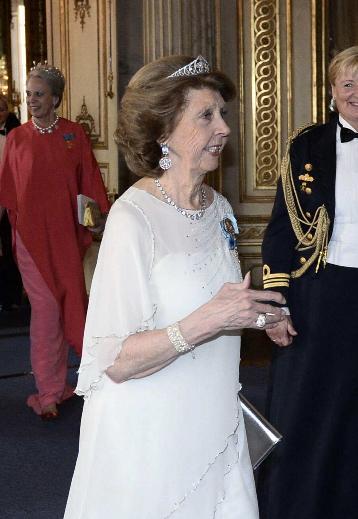 Princess Désirée attends a banquet celebrating the King of Sweden's 70th birthday at the Royal Palace in Stockholm on April 30, 2016 (Henrik Montgomery/TT News Agency/Alamy)