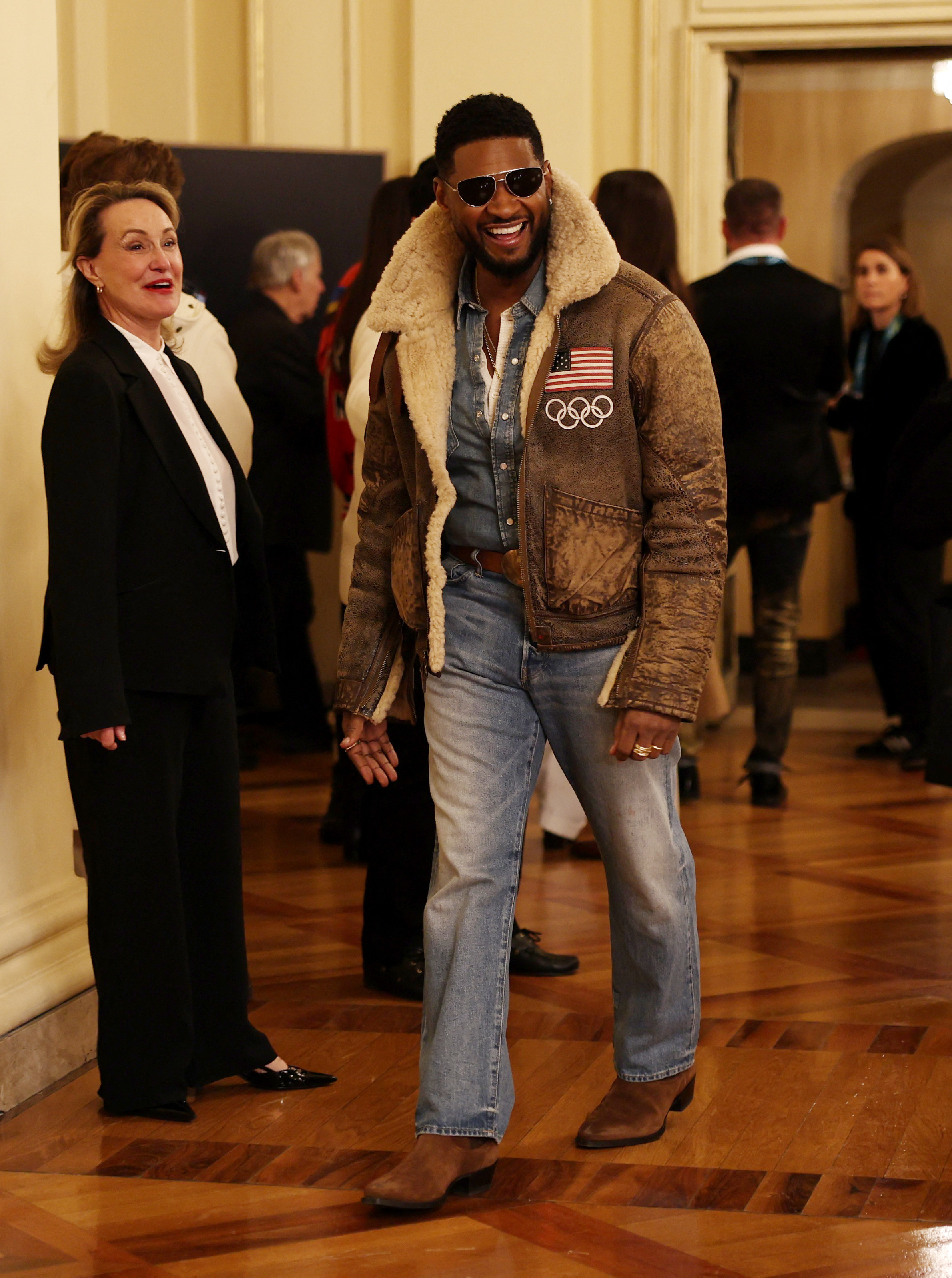 Usher arrives at the La Scala event ahead of the opening ceremony of the Milano Cortina Games.