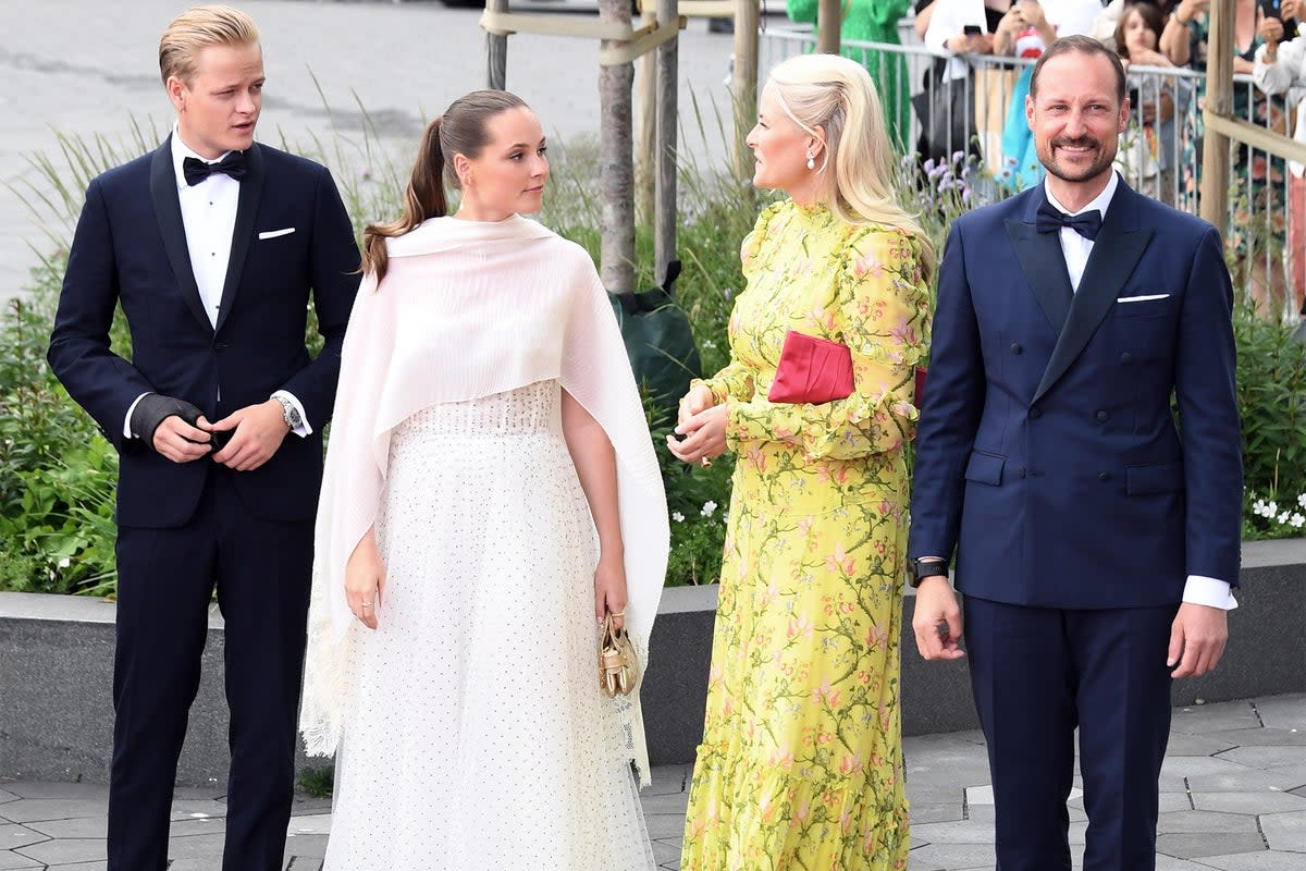 From left, Marius Borg Hoiby, Princess Ingrid Alexandra, Crown Princess Mette-Marit and Crown Prince Haakon (Getty Images)