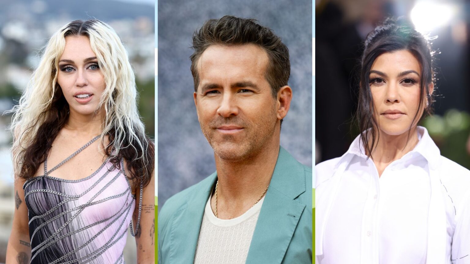 Miley Cyrus, Ryan Reynolds, and Kourtney Kardashian