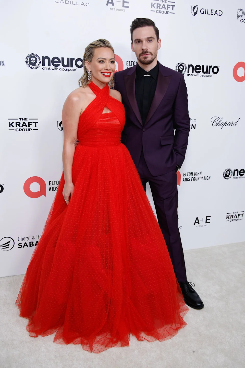 Hilary Duff and Matthew Koma at the 31st Annual Elton John AIDS Foundation Academy Awards Viewing Party held at West Hollywood Park on March 12, 2023 in West Hollywood, California.