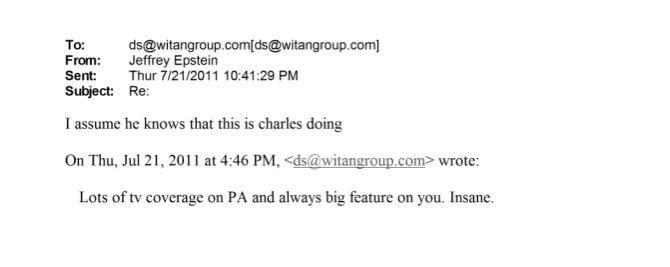 Jeffrey Epstein claimed that Prince Charles was behind Prince Andrew's removal as UK trade envoy in 2011