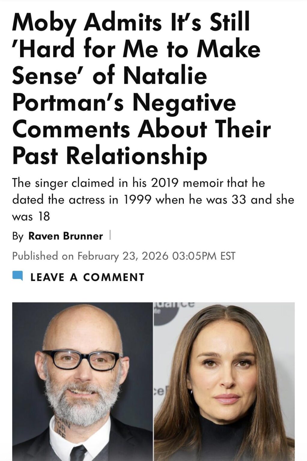 Moby is never going to let this go