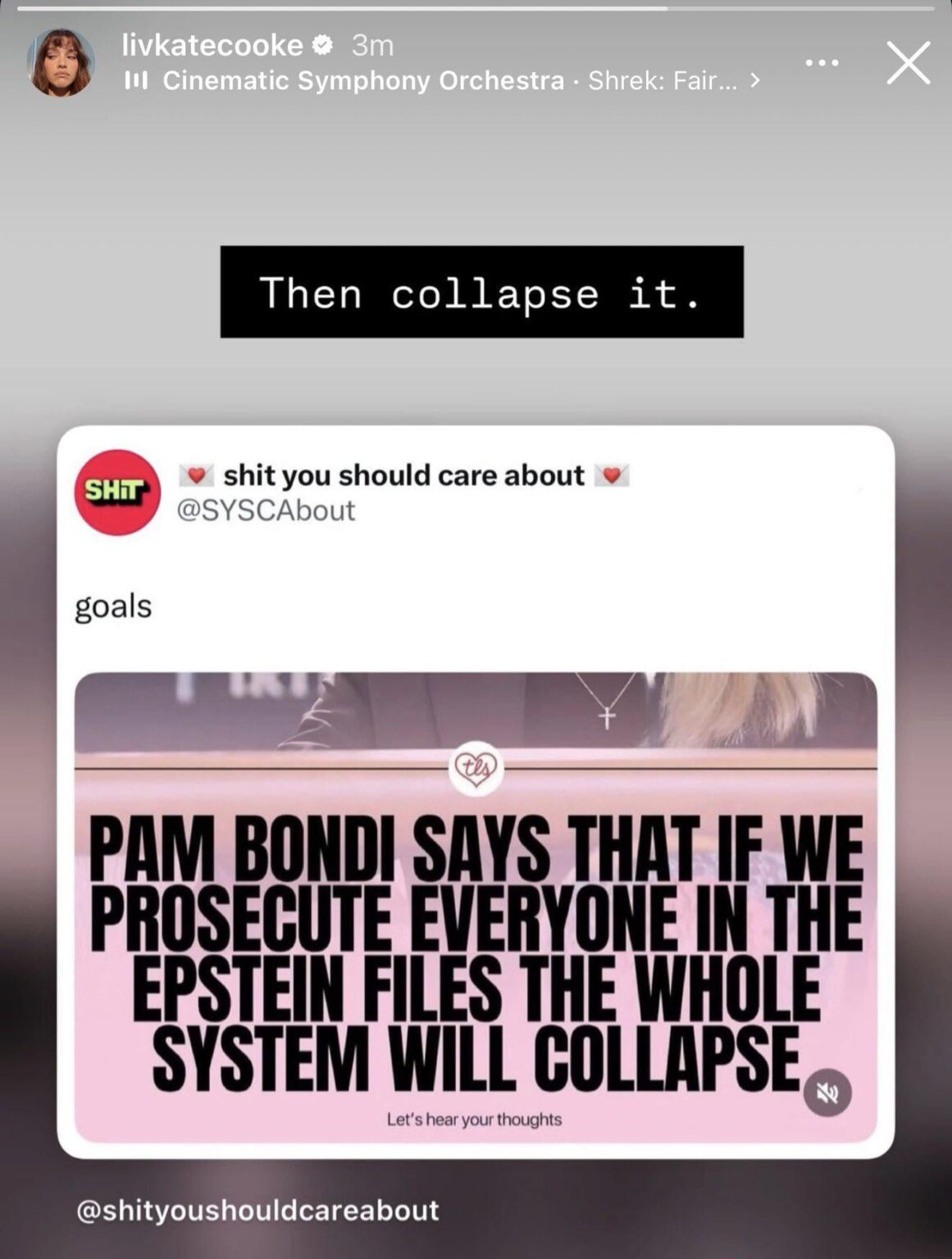 Olivia Cooke on IG: “Then collapse it.”