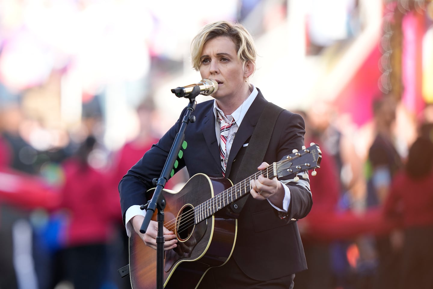 Brandi Carlile performed "America the Beautiful"  at Super Bowl LX.