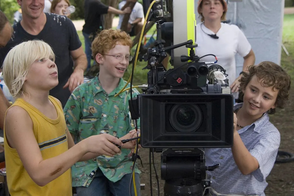 Blake Garrett, Andrew Gillingham and Ryan Malgarini on the set of 2006's 