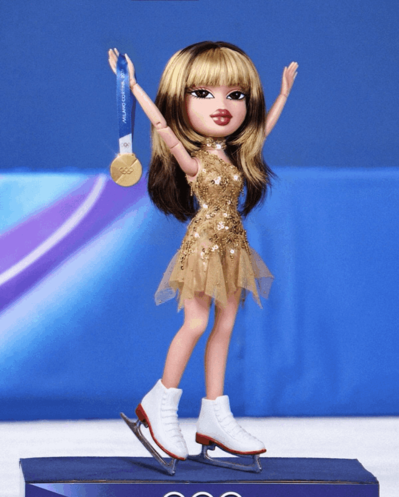 Bratz recria o salto icônico do pódio de Alysa Liu com sua medalha de ouro! 🥇