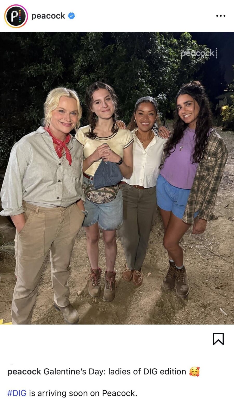 In honor of Galentine’s Day, Peacock gives us an onset pic from the new Amy Poehler/Michael Schur collaboration, Dig