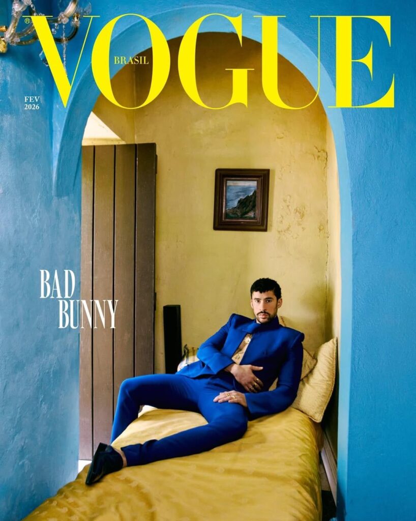 Bad Bunny covers the February 2026 issue of Vogue Brasil x GQ Brasil. Photographed by MAR+VIN & styled by Rita Lazzaroti.