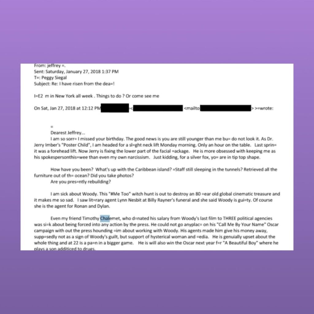 Timothée Chalamet’s previous Oscar campaigning strategy mentioned in new Epstein file
